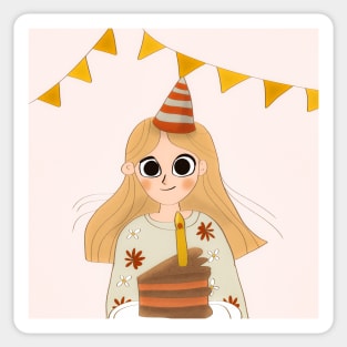 A Birthday Girl's Cake Celebration Sticker